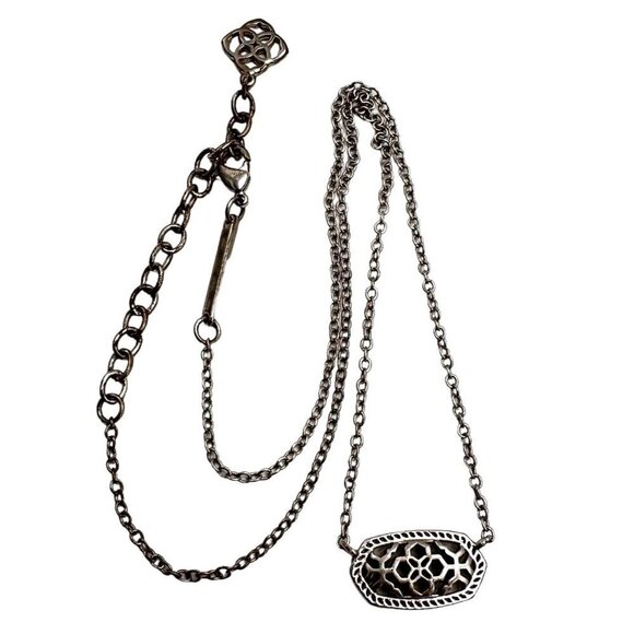 Kendra Scott Silver Tone Filigree Pendant 14 - 16 Inch Necklace - Picture 1 of 2